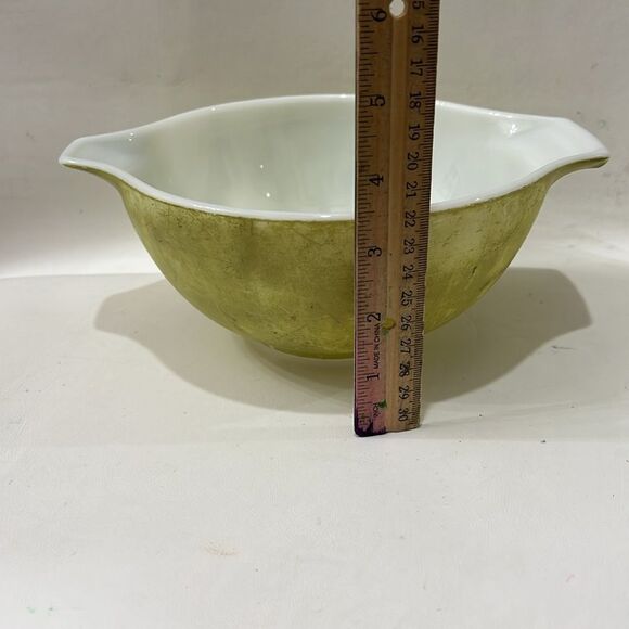 Pyrex Verde Advocada Green White Cinderella Mixing Bowl Set 3 Nesting Ovenware - Picture 6 of 17